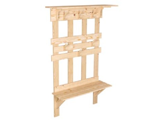 Вешалка с полкой и скамейкой, 173х110х32 см, сосна, класс АВ 